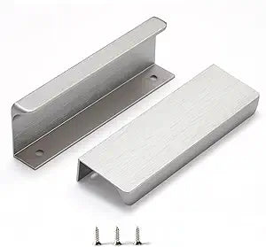 Finger Pull for Cabinets Kitchen Drawer knobs Low Profile Door Dresser Bathroom Long Cupboard Cabinet Pulls Handles Aluminum 10 Pack Brushed Nickel 4.72" Easy Installation