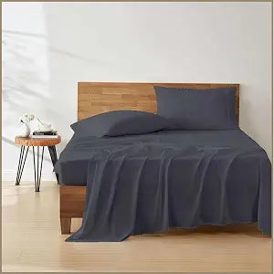 Luxury 4 Piece 3/4 Full Bunk Sheet Set, Ultra Soft Microfiber Sheets with Deep Pockets, Fits Mattresses up to 15 Inches, 48" x 75", Dark Grey Solid