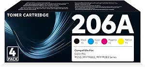 206A Toner Cartridges Compatible Replacement for HP Color Pro MFP M283fdw M283cdw M283fdn M282nw Pro M255dw Printer | W2110A W2111A W2112A W2113A 4-Pack