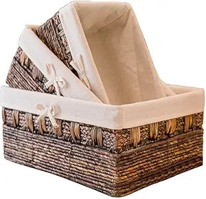 Handmade Woven Maize and Hyacinth Storage Basket,Kingwillow, (Set of 3)