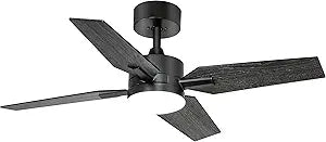 Ohniyou 40 Ceiling Fans with Lights and Remote, Small Outdoor Ceiling Fans with Light for Patio, Modern Ceiling Fan Light for Bedroom Porch(Black)
