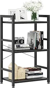 NUMENN 3 Tier Slim Bookshelf, Bookcase Shelf Storage Organizer, Modern Book Shelf for Bedroom, Living Room and Home Office, Black