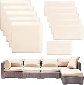 11 Pcs Outdoor Patio Cushion Covers Replacement, Couch Cushions Covers with Zippers, Waterproof Patio Furniture Cushion Slipcovers for Couches,Outdoor Patio Furniture (Beige, Cover Only)