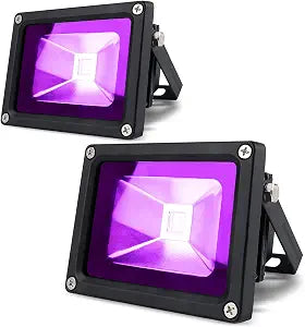 2 Pack 10w LED Black Light Blacklight for Fluorescent Neon Glow in The Dark High Power LED Flood Light with Plug for Party Birthday,Bar,Party Supplies,Neon Glow,Aquarium,Night Club