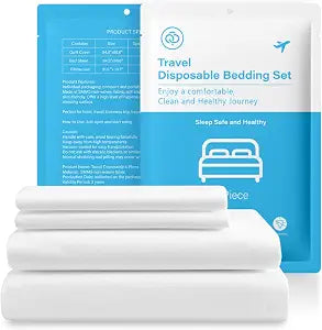 4PCS Disposable Travel Bed Sheets, King Size Bedding Set