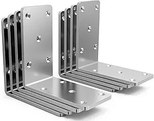 (8PCS) Heavy Duty L Brackets 5x5x2.5 for Wood,Metal Shelf Brackets,90 Degree Corner Bracket,Large Right Angle Bracket, Pergola Brackets Silver