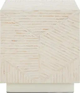 SAFAVIEH Home Collection Kiely Champagne Faux Mother of Pearl Accent Table Square Stool (Fully Assembled)
