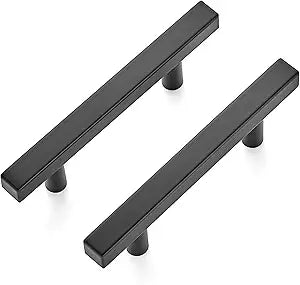 Ravinte 35 Pack 5 inch Square Cabinet Pulls Matte Black Stainless Steel Kitchen Drawer Pulls Cabinet Handles 5Length, 3 Hole Center