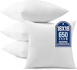 puredown 18x18 Pillow Inserts, Pack of 4, Fluffy Soft Square Form Sham Stuffer, Decorative Throw Pillows for Couch, Sofa, Bed and Home Decor