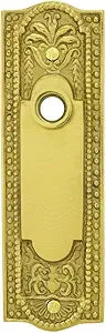 Renovators Supply Manufacturing Victorian Solid Brass Door Plate Without Keyhole for Knob or Lever, Beaded Design 7 1/4" H