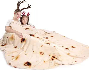 Mermaker Burrito Tortilla Taco Blanket 90 inches for Adult Kids, Realistic Tortilla Throw Blanket Funny Gifts for Women Men Teen Boy Girl, Soft Flannel Food Blanket for Christmas Birthday Gifts-Yellow