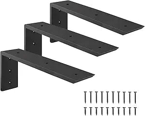 Hidden Countertop Support Brackets,3 Pack Countertop Brackets Heavy Duty Hidden Floating L Shelf Brackets 3/8 Inch Thick, Shelving Support Metal Hardware for Mantel Granite Countertop 16 Inch