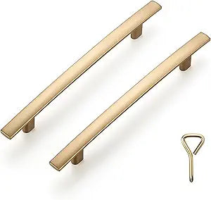 Ravinte 15 Pack Solid 5 Inch Hole Center Cruved Bar Cabinet Handles 7-1/4 Length Kitchen Cabinet Pulls Black Drawer Pulls Kitchen Hardware Champagne Bronze Dresser Pulls for Cupboard