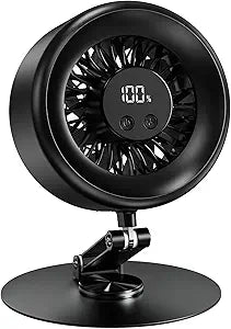Air Circulator Desk Fan, Aluminum Alloy Metal Fan with 5 Speeds, 360┬░ Adjustable Table Fan, USB/Rechargeable Fan 180┬░ Tilt Foldable, Strong Airflow Turbo Fan, Indoor & Outdoor Cooling, Black