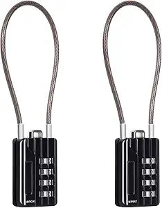 SEPOX 2PK Metal Combo Padlock, Resettable 4-Digit, Extra Long Cable 7 Inch
