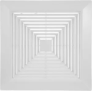 TEHAUX Bathroom Exhaust Fan Cover Replacement - Square 14x14 Inch Ceiling Vent Cover with Springs - White Plastic Grille with Springs for Bathroom Ventilation Fans