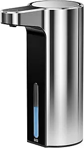 EKO Aroma 9 fl oz Automatic Liquid Soap Dispenser, Rechargeable & Water-Resistant for Kitchen and Bathroom with Adjustable Soap Dispensing Volume Control (Chrome Metallic)