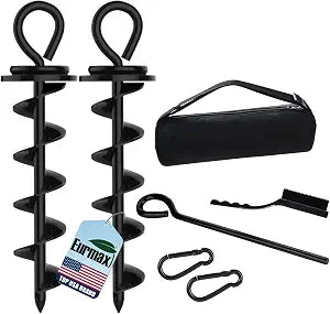 Eurmax USA 2-Pack Heavy Duty Dog Tie Out Stake, No-Tangle In Ground Anchor Runner for Large Dogs up to 210 Lbs - Perfect for Yard, Beach and Camping (Medium,Black)