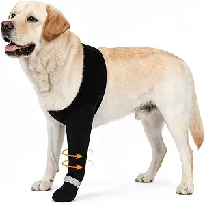 EXPAWLORER Dog Sleeve to Stop Licking Waterproof Paw Protectors Socks with Non-Slip Bottom to Prevent Biting, Protect from Hot Spots & Joint Pain, Wound Protection Boots for Front Left Leg Black L