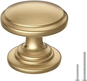 15 Pack Cabinet Knobs 1-3/16 Inch Round Champagne Bronze Dresser Drawer Knobs Zinc Alloy Hardware with Wide Base for Kitchen Bedroom Bathroom