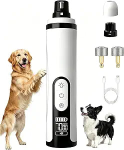 Silent Pet Nail Grinder Pro Dog and Cat Nail Trimmer with LED Light 3-Speed Low Noise Electric Pet Nail Trimmer Painless Paw Grooming Tool for Small Medium Large Dogs Cats, with 2 X Replacement Heads
