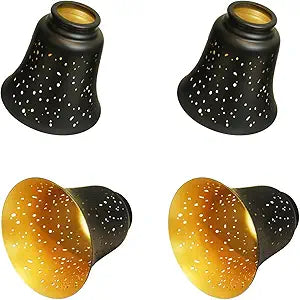 4 Pack Metal Lamp Shade Small Shades Replacement, Pendant Sconce Shade Ceiling Fan Light Covers Cylinder - Etched - Lampshade for Floor Lamps, Pendant Light, Chandelier Sconces and Ceiling Fan Lights