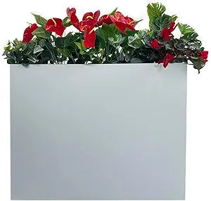 38" L x 13" W x 30" H Metal Tall Rectangular Planter - Large Planter Box for Outdoor Patio/Porch Modern Design for Plants, Flowers, Garden,Spliced Flower Pot (Silver Gray)