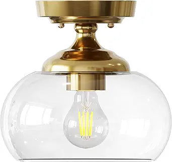 VONLUCE Industrial Semi Flush Mount Ceiling Light, Brushed Gold