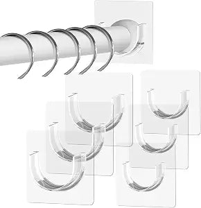 Shower Curtain Rod Holder, 6 Pack Adhesive No Drill Brackets