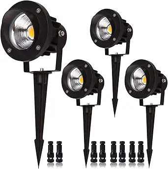 20W Led Spotlights Outdoor Landscape Lights,Low Voltage Led Landscape Lighting, 12V ~24V AC/DC Waterproof Landscape Spotlights with Stake for Tree Flag Lights 3000K Ultra Warm White (4Pack)