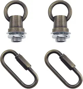 Hook Rings for Light Fixture Light Fixture Hooks Nuts M10 Lighting Loops with Link Connector for Extending Light Fixture Chandelier Chains 2 PCS (Antique Brass)
