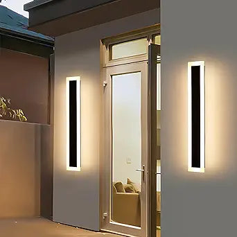 Mikeru Upgraded Widened 2pack 23.6inch Outdoor Wall Light Fixtures, 10%-100% Dimmable Outdoor Wall Lights Exterior Front Porch Light 3000-6000k Outdoor Light Fixtures Wall Mount for Basement, Garage