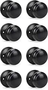 KNOBWELL 8 Pack Black Dummy Door Knob, Dummy Door Knobs for Closet/Hallway Doors, Individual Non-Turning Dummy Door Knob Single Side, Half-Dummy Round Door Knob, Matte Black Door Handle