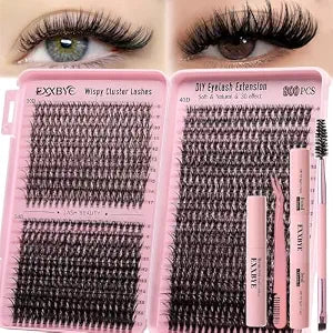 Wispy Lash Clusters Kit 800pcs Lash Extension Kit DIY Eyelash Clusters 30D&40D&50D Lashes Clusters 8-18mm With Lash Bond and Seal, Lash Tweezers, Lash Remover����ï