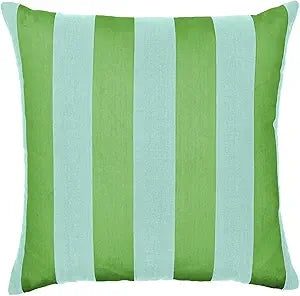 Sherry Kline Cabana Stripe Outdoor Throw Pillow Set of 2, 18x18 Inch Knife Edge Reversible Decorative Cushions, Indoor Outdoor Patio Accent Pillows, Made in USA - Green/Blue