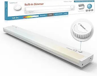 Leetdud Under Cabinet Lighting Plug in or Hardwired Built-in Dimmer, 24 Inch 12W, 5CCT 2700/3000/3500/4000/5000K, Linkable Counter Lights for Kitchen, ETL Dimmable LED Light Fixture, White