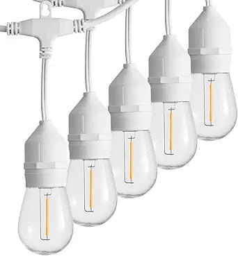SUNTHIN 105FT Outdoor White String Light with 34 1W LED Shatterproof Filament Bulb for Patio Lights, Backyard, Porch, Party Lights
