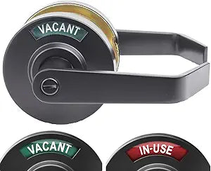 Boomerang BH6972 Medium/Heavy-Duty Designer Commercial Lever Door Lock, Grade 2 Industrial Bathroom Door Handle with Occupancy Indicator, Non-Handed, Matte Black (US19)