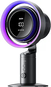 JISULIFE Table Fan Pro3, 3-in-1 Table Cool with 7-Color RGB Light, LED Display, 100-Speed, 10000mAh Battery, 120┬░ Oscillating Desktop Fan for Office/Gaming Desk, Gifts for Men/Women