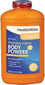 HealthWise Medicated Body Powder, .15% Menthol, 10 oz