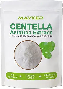 MAYKER Pure Centella Asiatica Extract Powder 0.7oz, with Active Madecassoside and Asiaticoside, Ideal for Enhancing DIY Skincare Formulations,Versatile Ingredient for DIY Centella Asiatica Serums