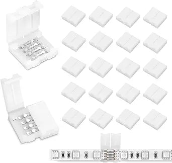 20Pcs 4-Pin 8mm LED Strip Connectors, for 8mm Wide LED Strip Lights