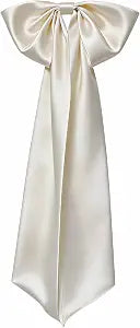 Meseey Ivory Silk Satin Pew Bows Set of 6 Handcrafted Frayed Edge Long Tail Decor Bows 11x25 Inch