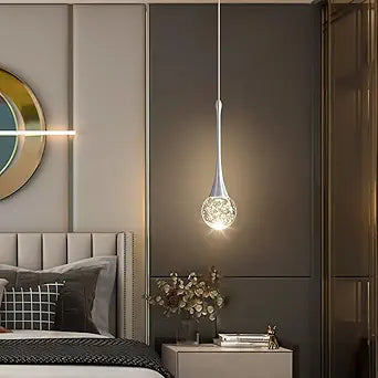 Modern Pendant Lights for Kitchen Island LED Dimmable Crystal Glam Ceiling Pendant Lighting for Dining Room Hallway Bedroom Corner Lamp Brushed Nickel