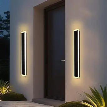 2 Pack Outdoor Wall Light for Porch,32 inch Modern Led Long Wall Lights Fixture,Dimmable Exterior Linear Lighting for House,Outside LED Long Lights for Patio,Garage