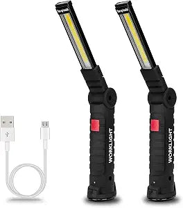 Lmaytech Tool Gifts for Men 2Pack Rechargeable LED Work Lights with Magnetic Base, 360 Rotation,Versatile Lighting for Repairs, Outdoors, Mens Gifts