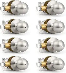 Probrico Brushed Nickel Door Knob Without Key Privacy Door Knob Bedroom/Bathroom Door Knobs Interior Keyless Door Knobs 8 Pack