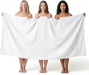 REDKISS White Classic Luxury Bath Sheets Towels for Adults Extra Large 40x80 Inch - 100% Cotton, Super Soft & Absorbent, Quick Dry, Hotel Collection