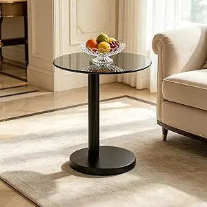C Shaped Side Table Round End Table for Living Room, Modern Coffee Tables Unique Aesthetics Simple Accent Tables, Multifunction Black Bedside Stand for Sofa Bedroom Couch Balcony Patio Yard Garden