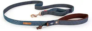 EzyDog Soft Trainer Dog Leash with Traffic Control Handle - Reflective Stitching for Nighttime Safety and Superior Strength and Comfortability for Training Large to Medium Dogs (72, Denim)
